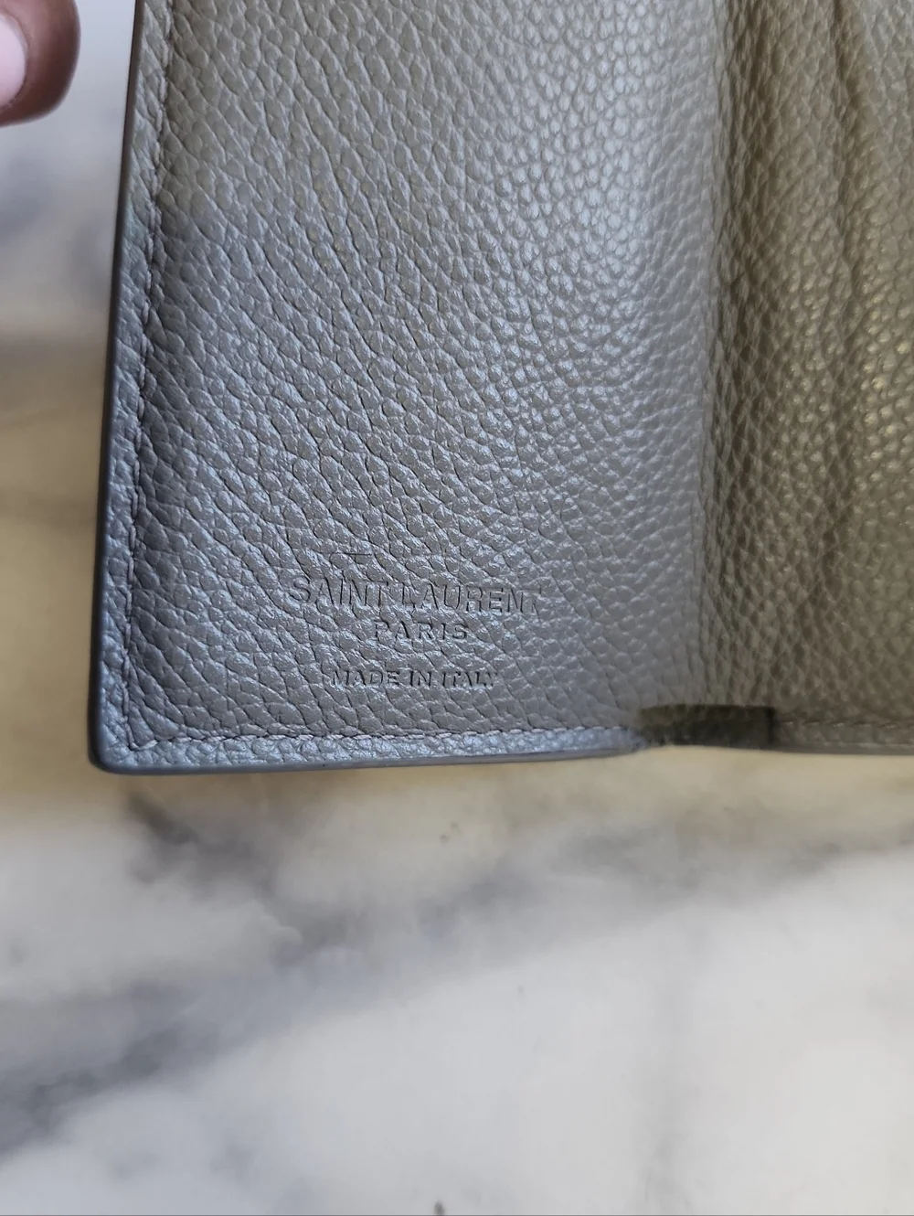 Authentic Gray Leather YSL compact Trifold Wallet - Picture 6 of 9